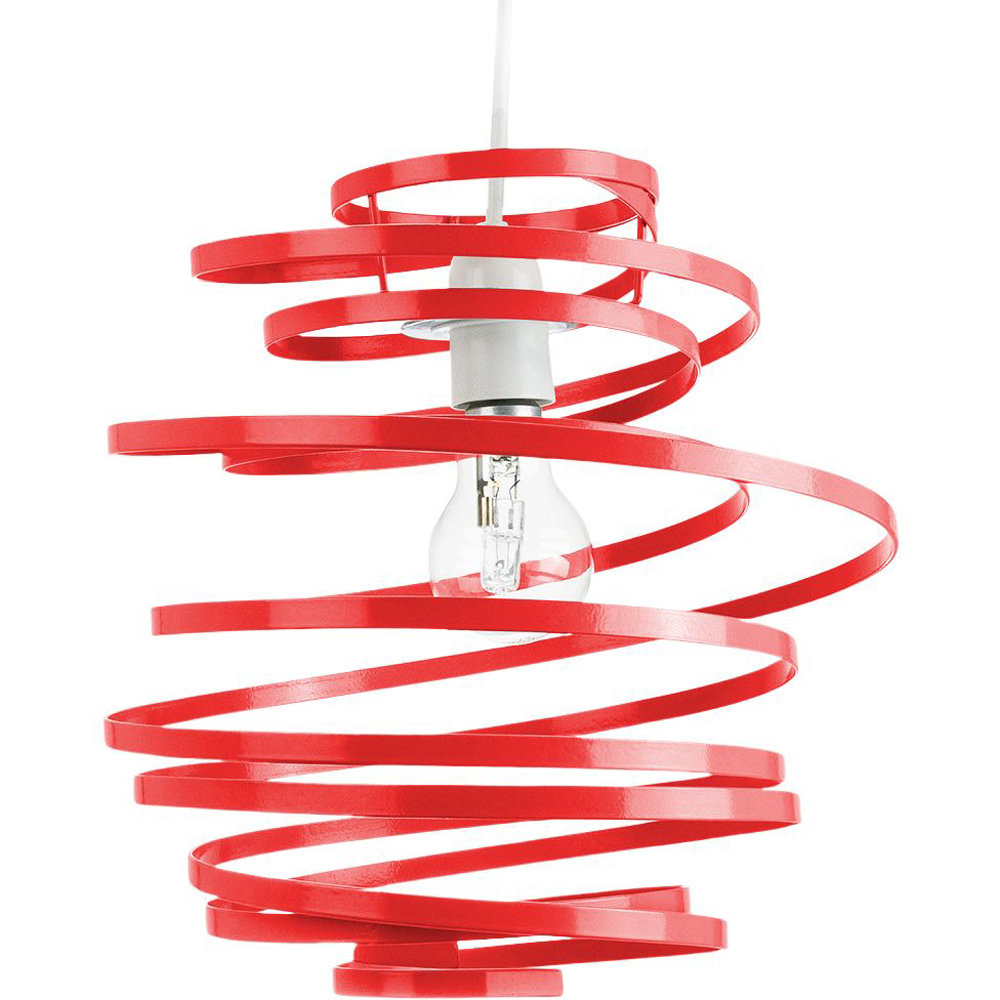 Happy Homewares Red Gloss Metal Ribbon Swirl Ceiling Light Pendant Image 3