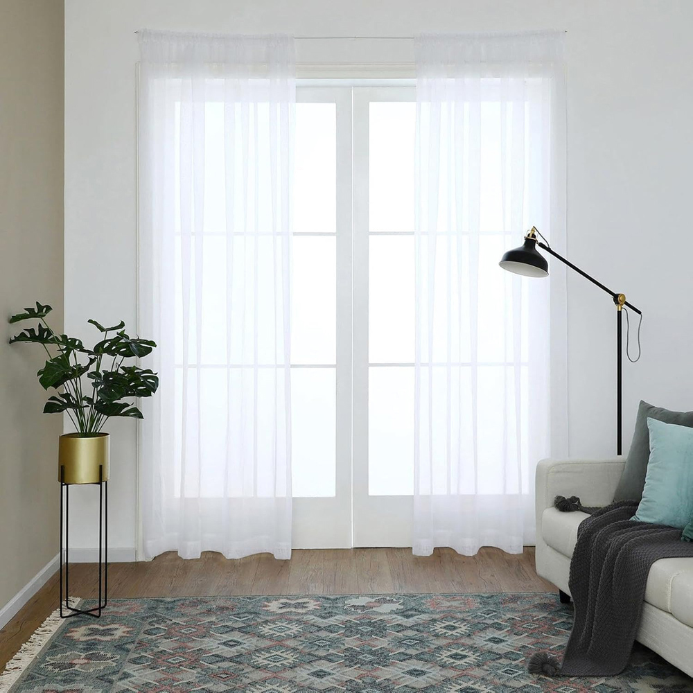 ATEK White Net Curtain Wire with Hooks and Eyes 4m Image 2