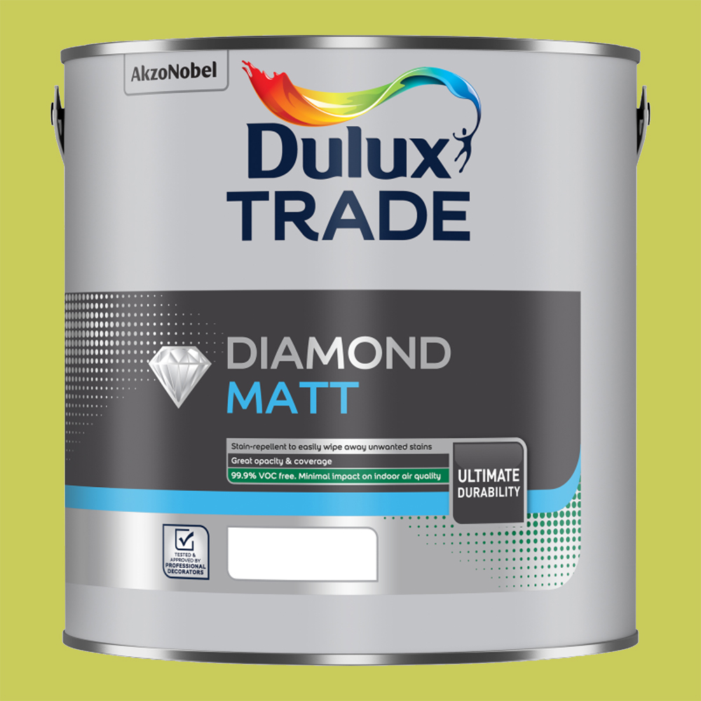 Dulux Trade Luscious Lime Walls and Ceilings Diamond Matt Paint 5L Image 2