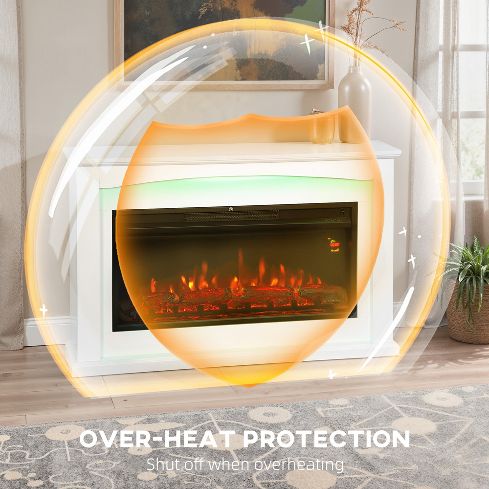 HOMCOM White Faux Flame Fireplace 2000W Image 7