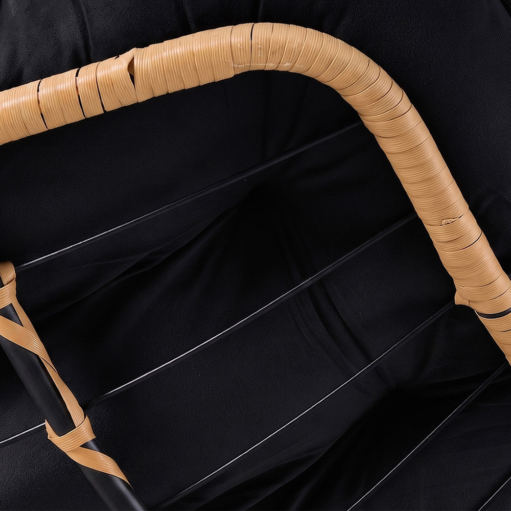 Living and Home Black Cushion PE Rattan Rocking Chair Image 3