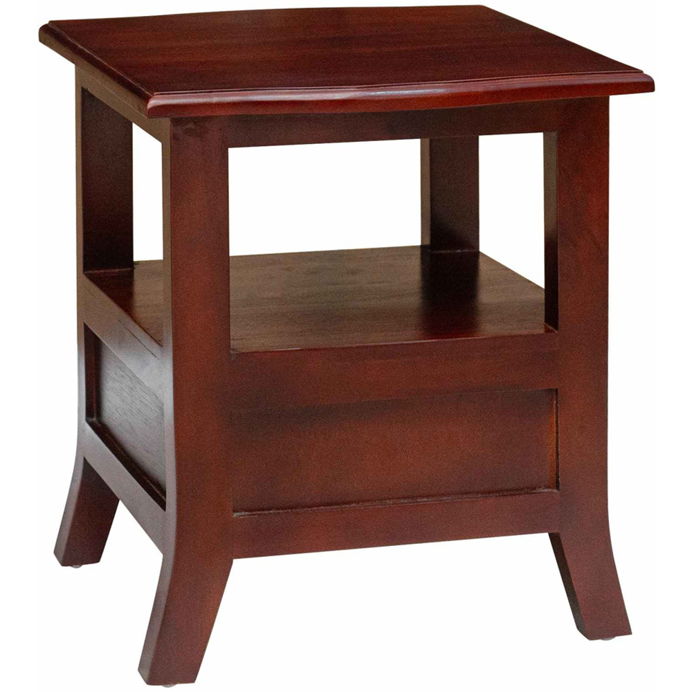 vidaXL Single Drawer Single Shelf Brown Solid Mahogany Wood Bedside Table Image 3