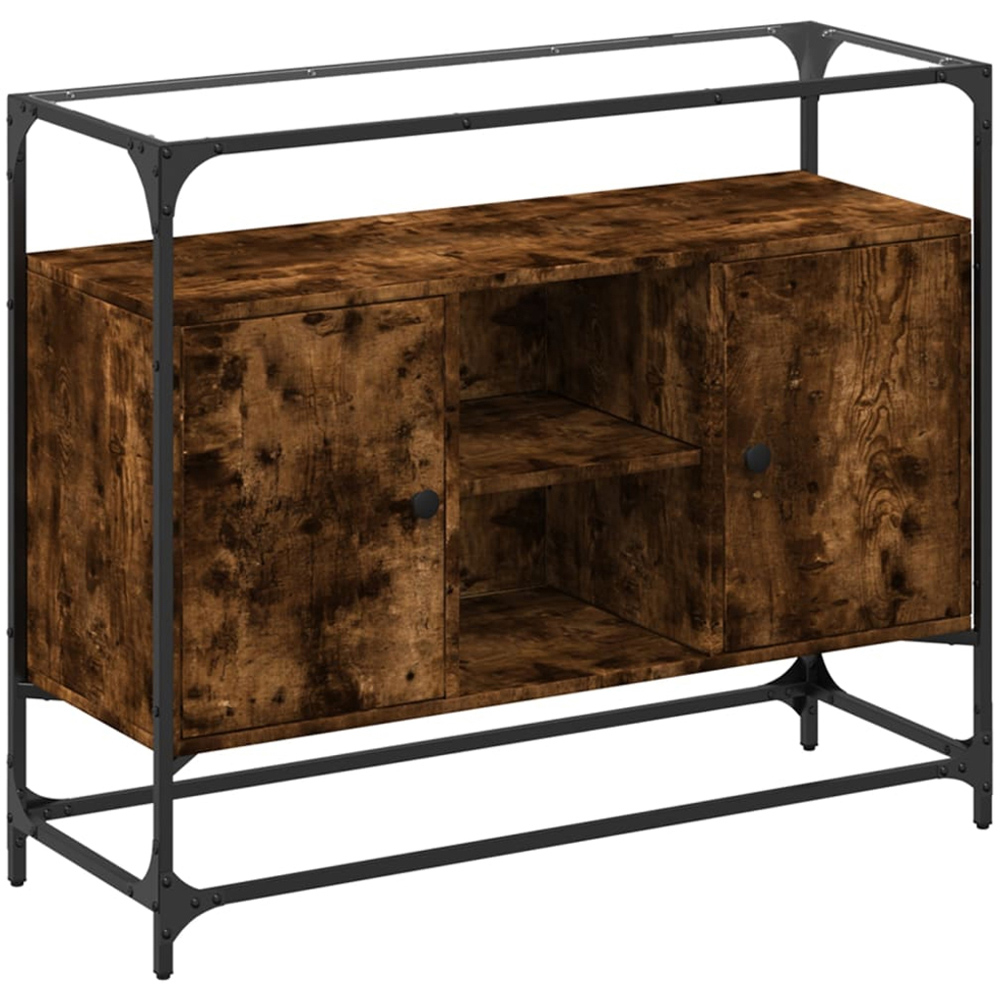 vidaXL 2 Door 3 Shelf Smoked Oak Sideboard Image 2