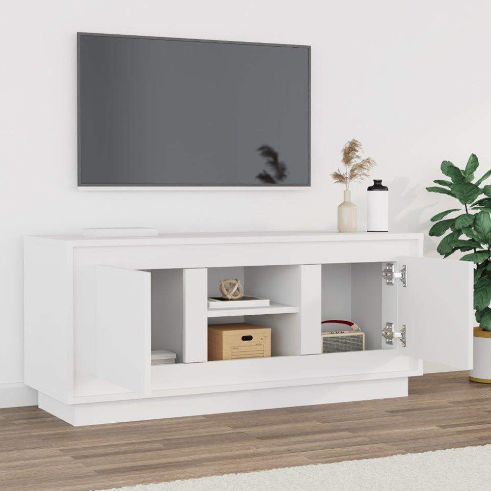 vidaXL 2 Door 2 Shelf White TV Cabinet Image 1