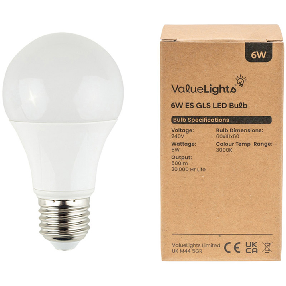ValueLights 10 Pack E27 LED 6W Warm White Light Bulb Image 3