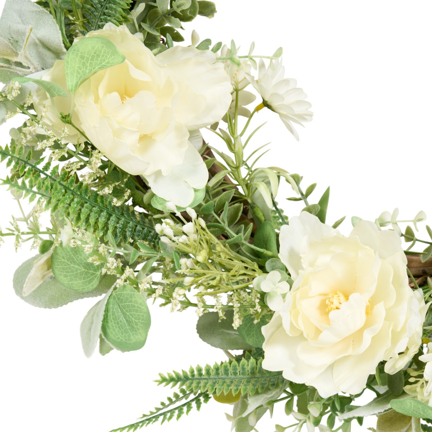 Peony and Daisy Wreath Ivory Image 3