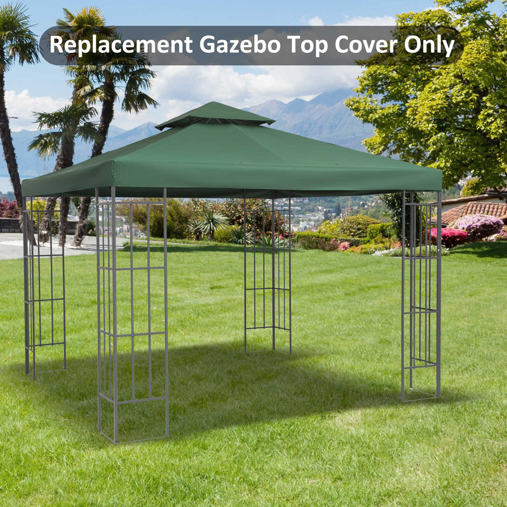 Outsunny 3 x 3m 2 Tier Dark Green Gazebo Canopy Replacement Cover Image 4