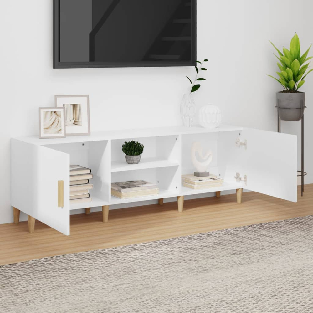 vidaXL 2 Door 2 Shelf White TV Cabinet Image 1