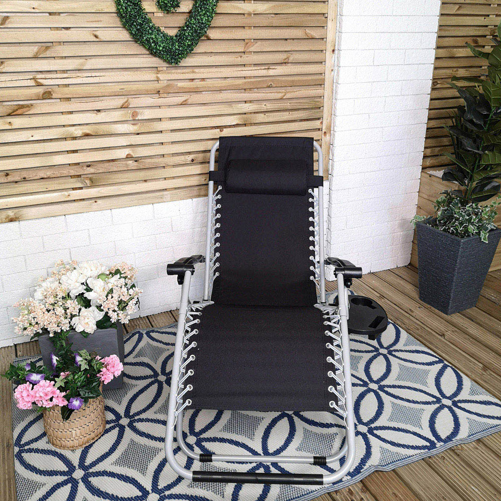 Samuel Alexander Black and Grey Multi Position Garden Sun Lounger Image 4