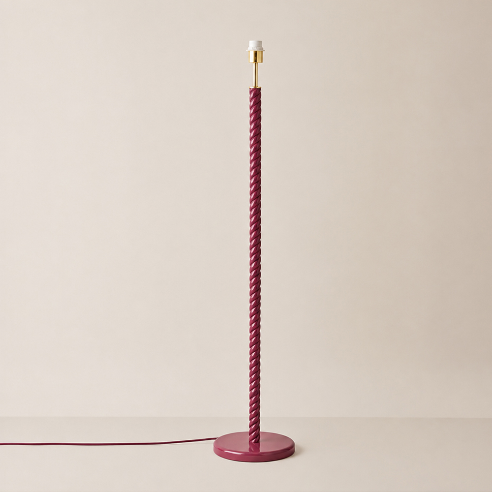 ValueLights Amara Pink Twist Wooden Floor Lamp Base Image 2