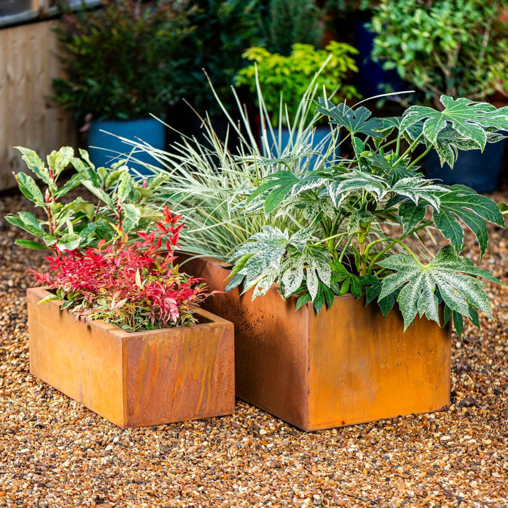 Garden Gear Rust Effect Trough Planter 2 Pack Image 2