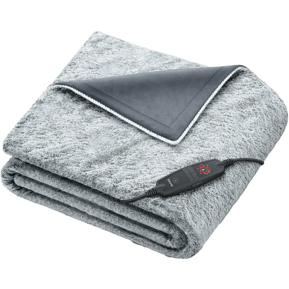 Beurer Green Planet Nordic Grey Fleece Electric Heated Throw with Controller 180 x 130cm Image 1