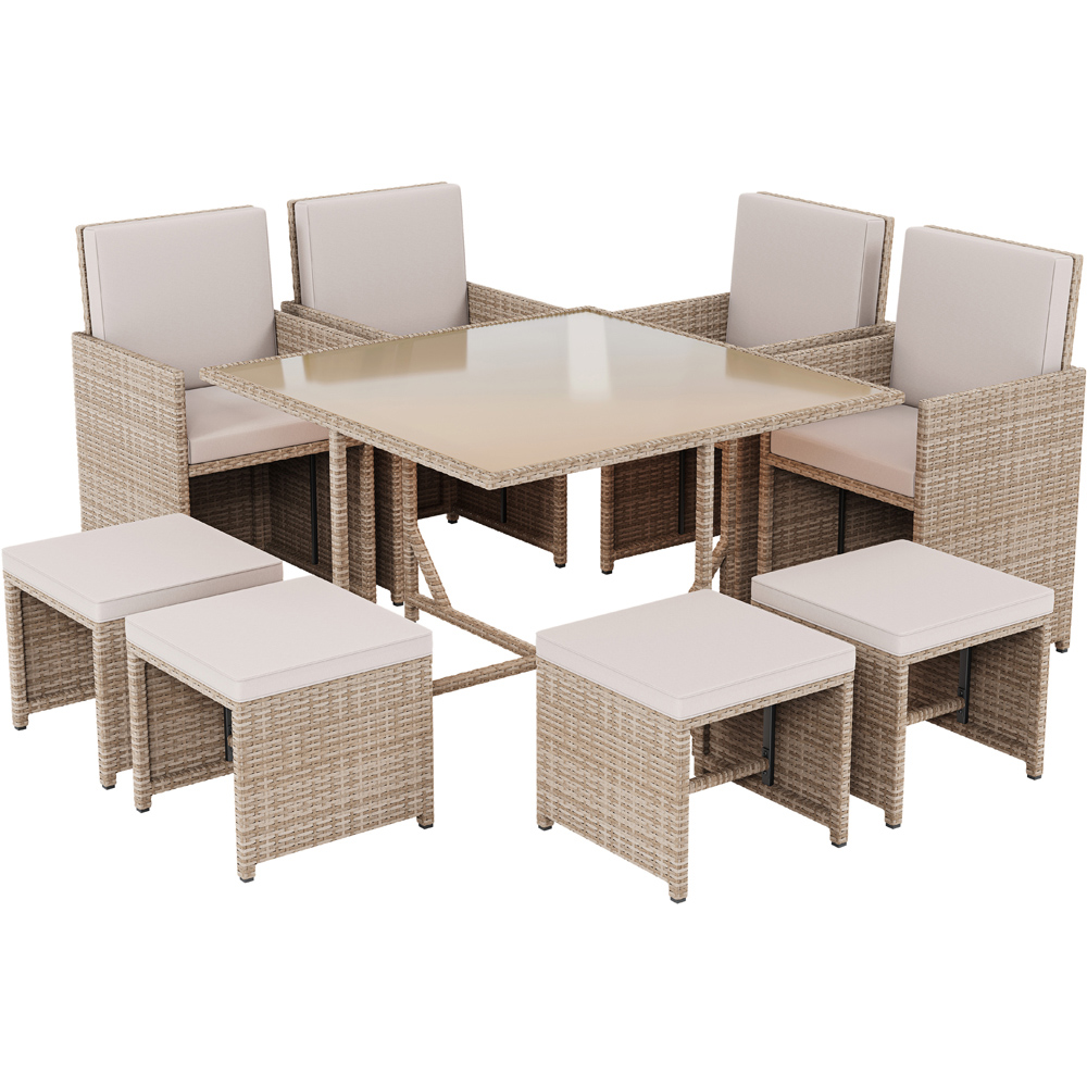 GARDEN VIDA Cuba 8 Seater Natural PE Rattan Garden Dining Set with Cover Image 2