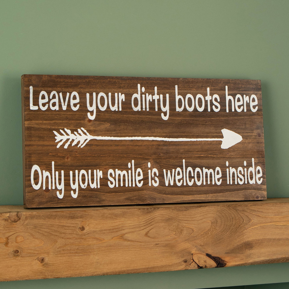 Samuel Alexander Dark Rustic Fir Wood Welcome Wall Sign 60 x 30cm Image 2