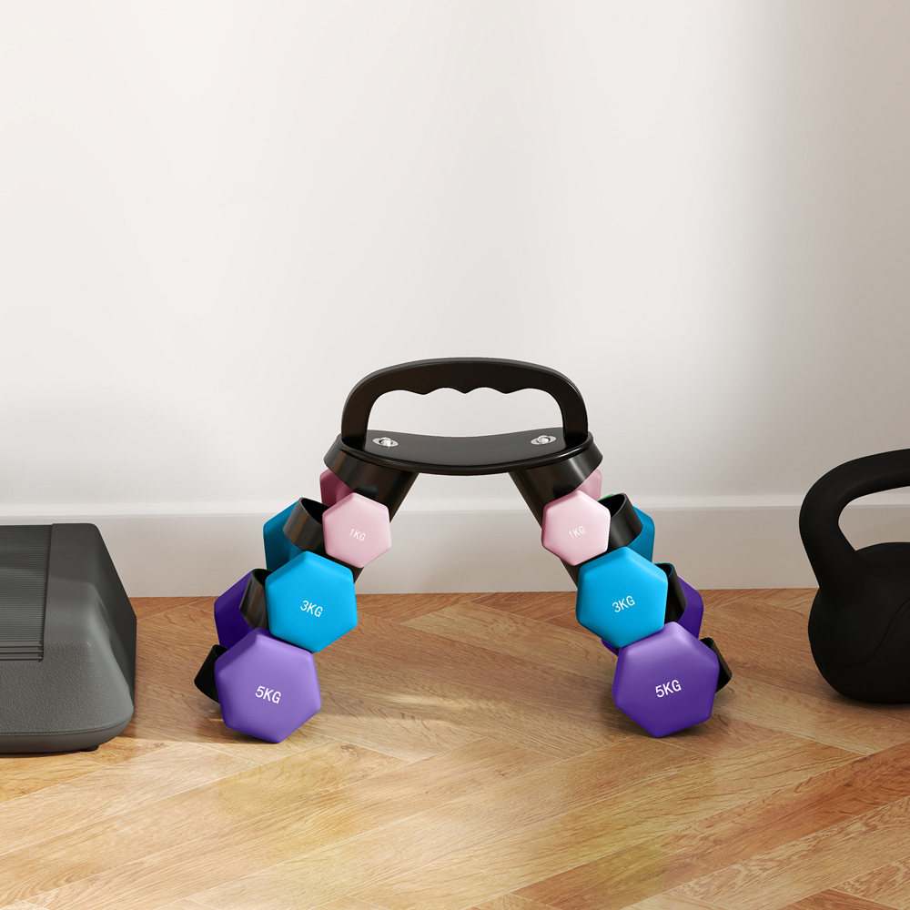 SPORTNOW Pink Hex Dumbbell Set with Storage Rack 6 Pack Image 3