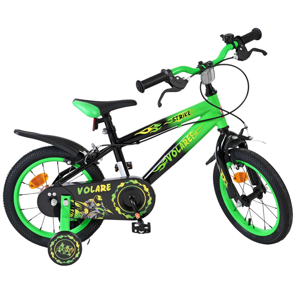 Volare Strike Kids 14 inch Green and Black Bike with Stabilisers Image 4