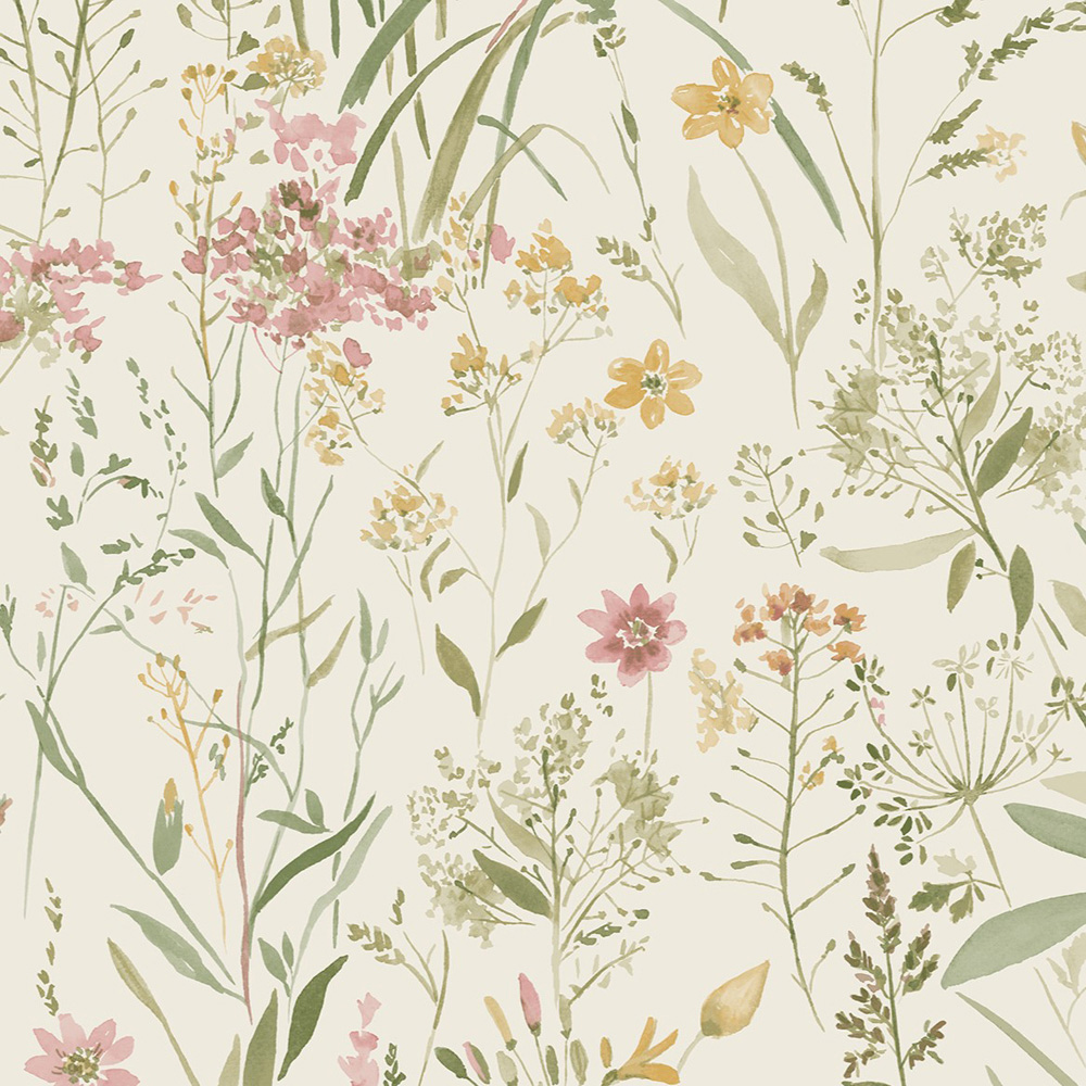 Grandeco Free Flower Sprigs and Grass Natural Wallpaper Image 3