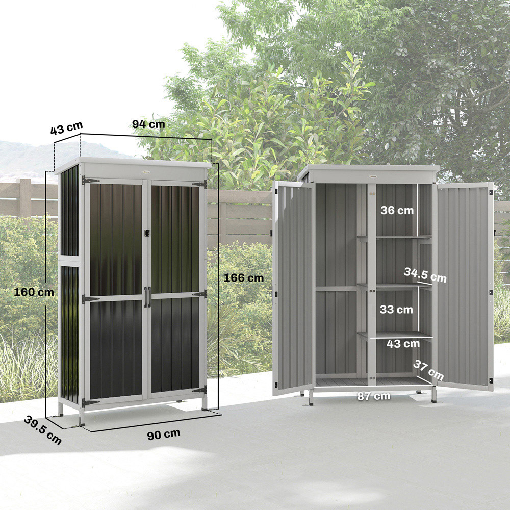 Outsunny 3 x 1.4ft 2 Door White and Black Outdoor Storage Cabinet Image 9