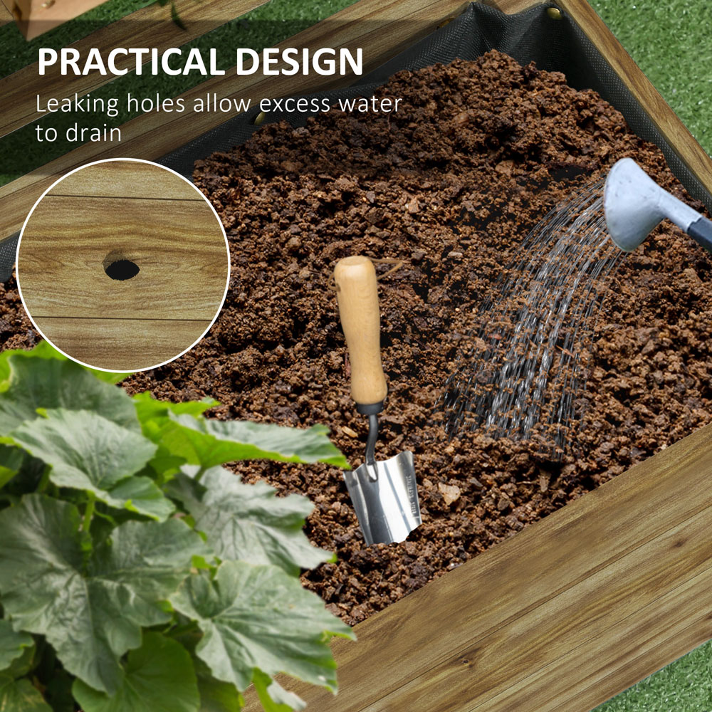 Outsunny Natural Wooden Raised Garden Bed Planter with Trellis and 4 Wheels 155 x 30 x 76cm Image 7
