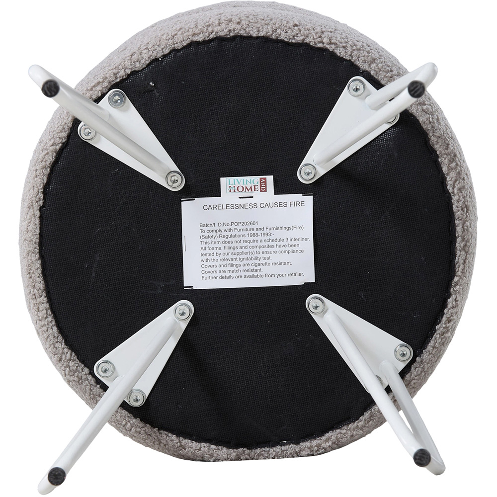 Living and Home Grey and White Teddy Fleece Hidden Storage Stool Image 5