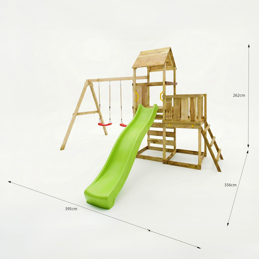 Shire Max Play Multi-Activity Wooden Play Tower with Slide Swings Climbing Wall and Sandpit Image 5
