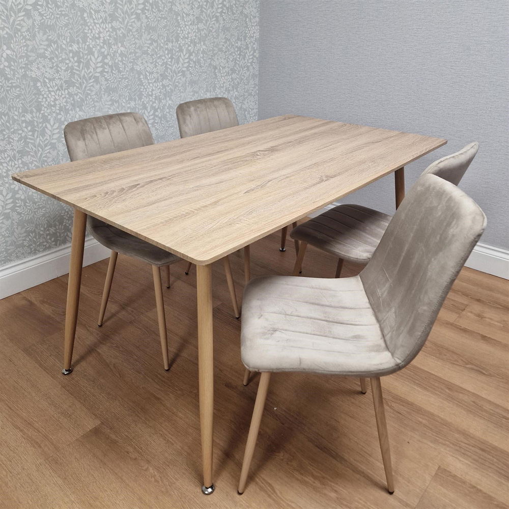 Kosy Koala 4 Seater Wood Effect Padded Dining Set Beige Image 6