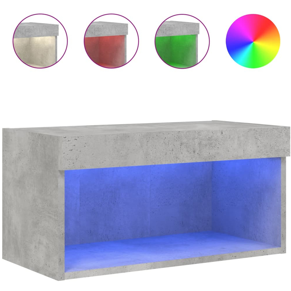 vidaXL Single Shelf Concrete Grey Wall Mounted TV Cabinet with LED Lights Image 3