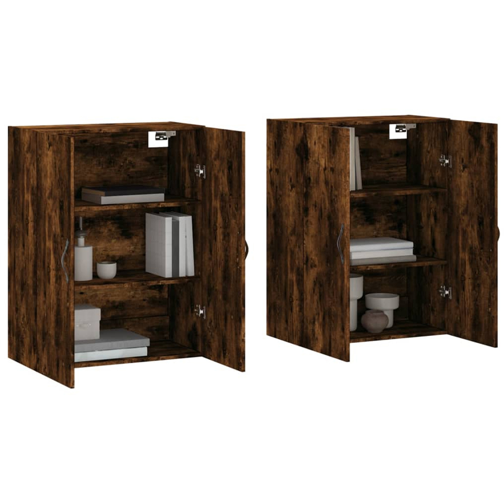 vidaXL 2 Door Smoked Oak Wall Mounted Storage Cabinet 2 Pack Image 3