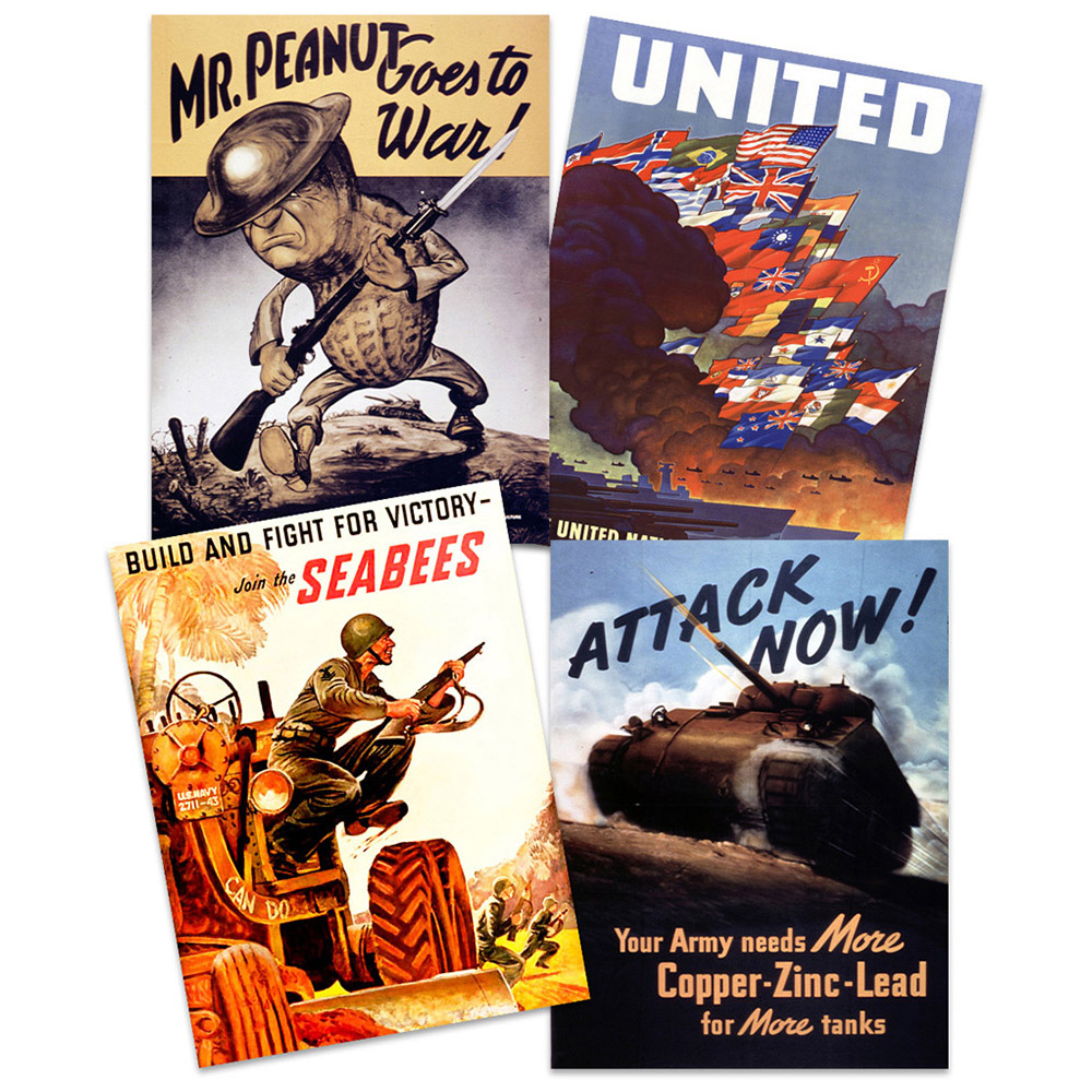 Artery8 US Military World War 2 Seabees Tank Mr Peanut Wall Art Print 30 x 41cm 4 Pack Image 1