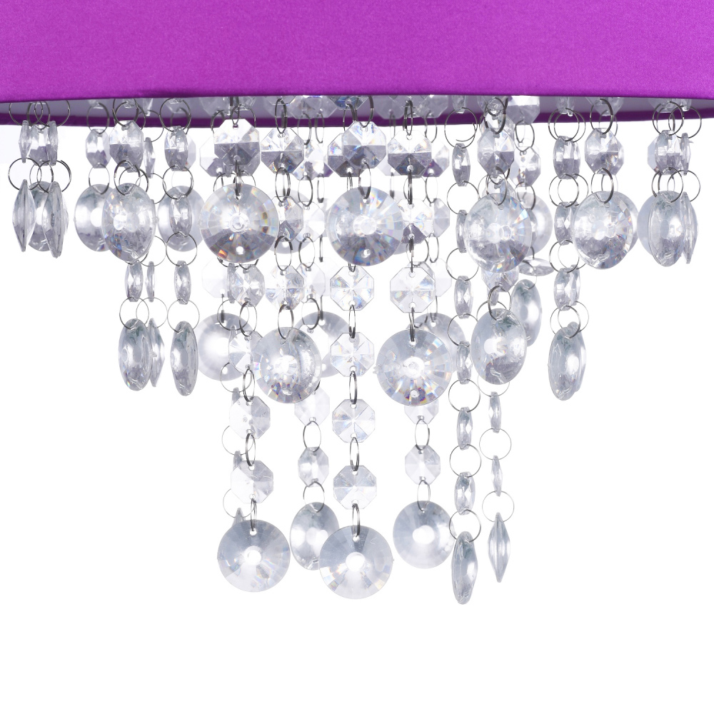 Happy Homewares Purple Satin Fabric Transparent Acrylic Droplets Pendant Shade Image 7