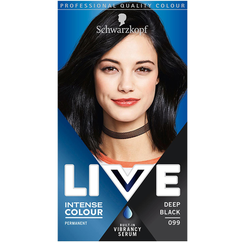 Schwarzkopf Live Intense Colour Deep Black 099 Permanent Hair Dye Image 1