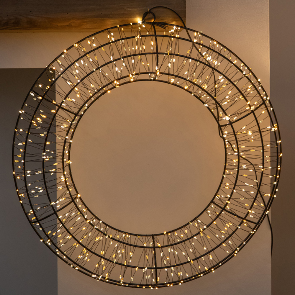 Samuel Alexander 720 Warm White LED 3D Metal Christmas Wreath 50cm Image 1