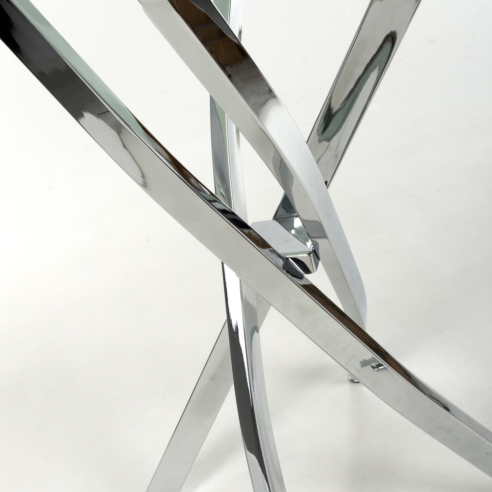 wilko Monaco Chrome and White Marble Glass Console Table Image 8