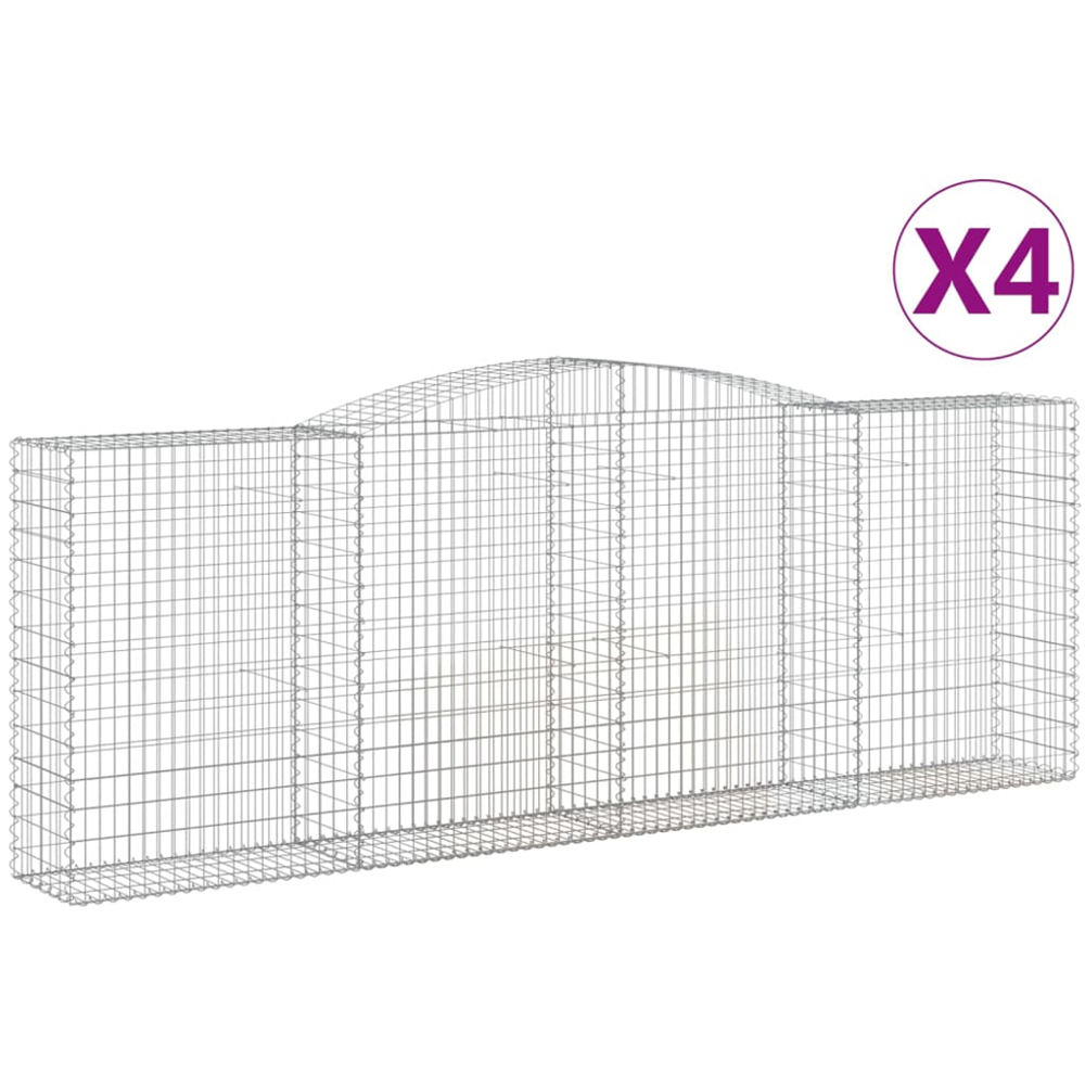 vidaXL Silver Galvanised Iron Arched Gabion Basket 140/160 x 50 x 400cm 4 Pack Image 4
