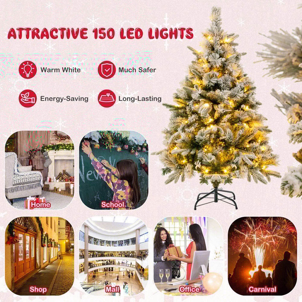 Costway Pre Lit Warm White LED Artificial Christmas Tree 4.5ft Image 7