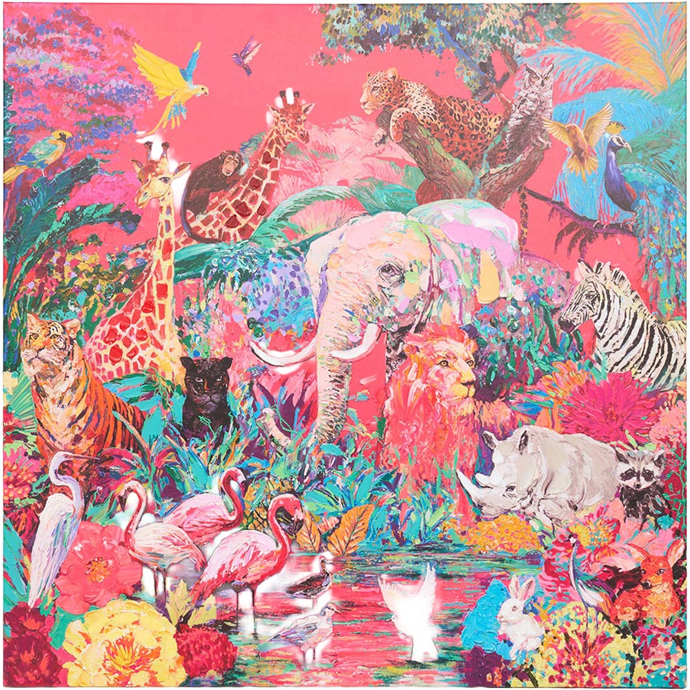 Neon Safari Hand Painted Canvas Image 1