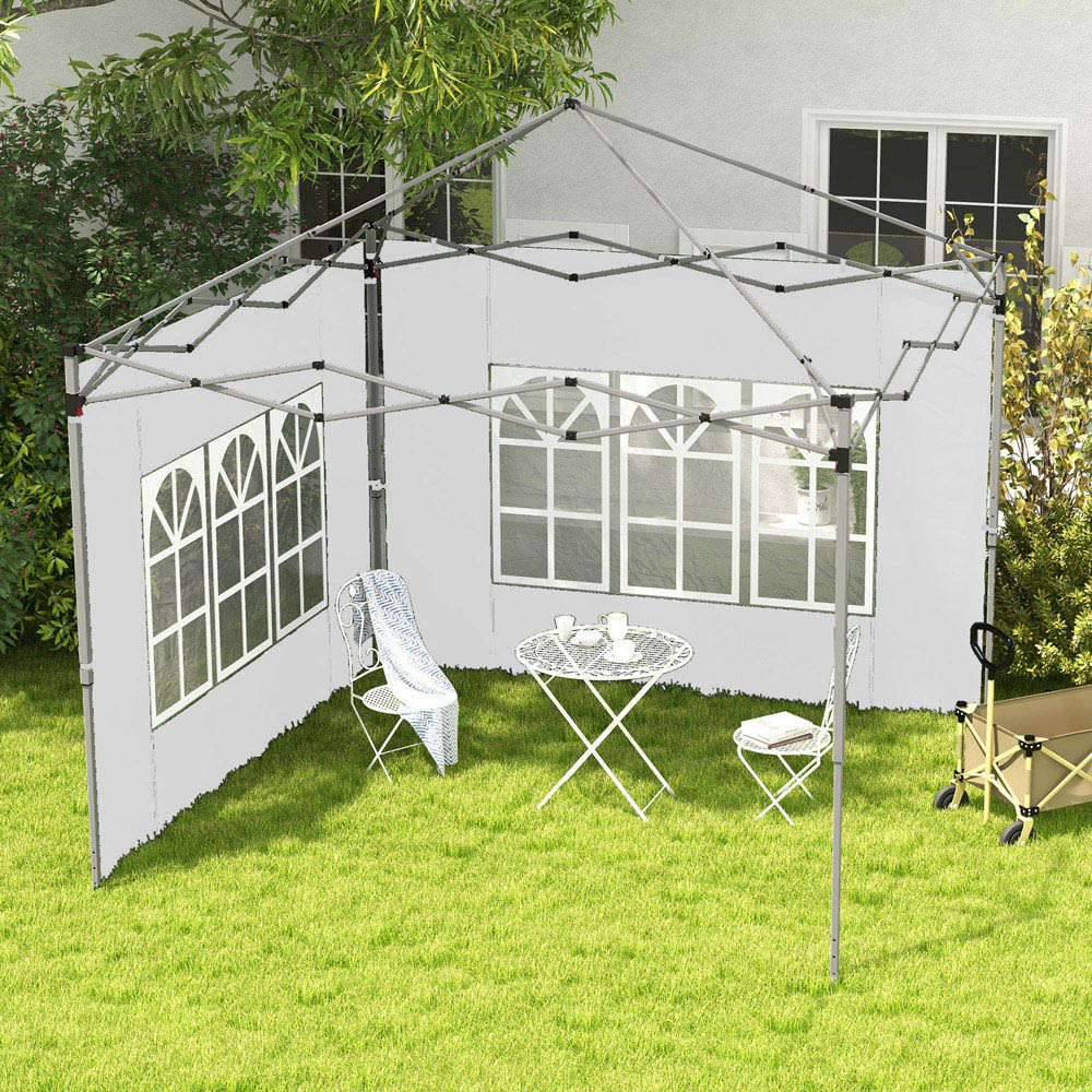 Outsunny White Replacement Gazebo Side Panel with Window 2 Pack Image 1