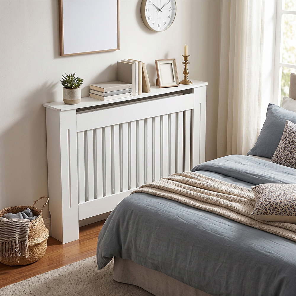 Living and Home White Slatted Radiator Cover 112 x 83cm Image 7