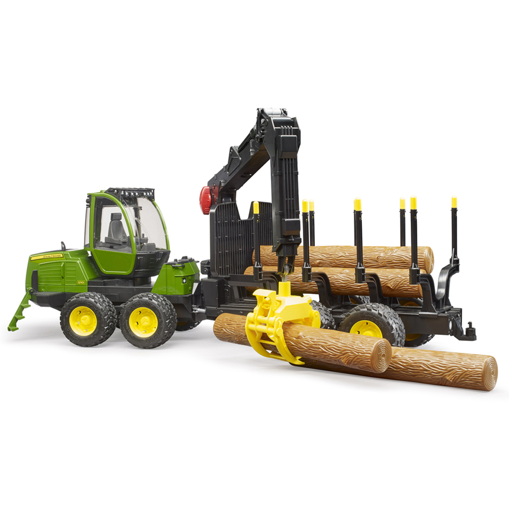 Bruder Kids John Deere 1210E Forwarder Playset Model with Grab and 4 Trunks Image 2