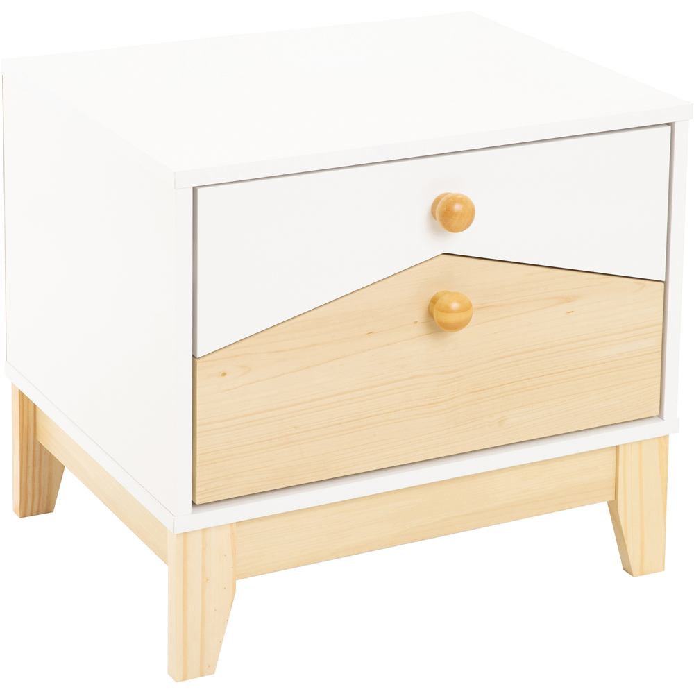 Seconique Cody 2 Drawer White and Pine Bedside Table Image 2