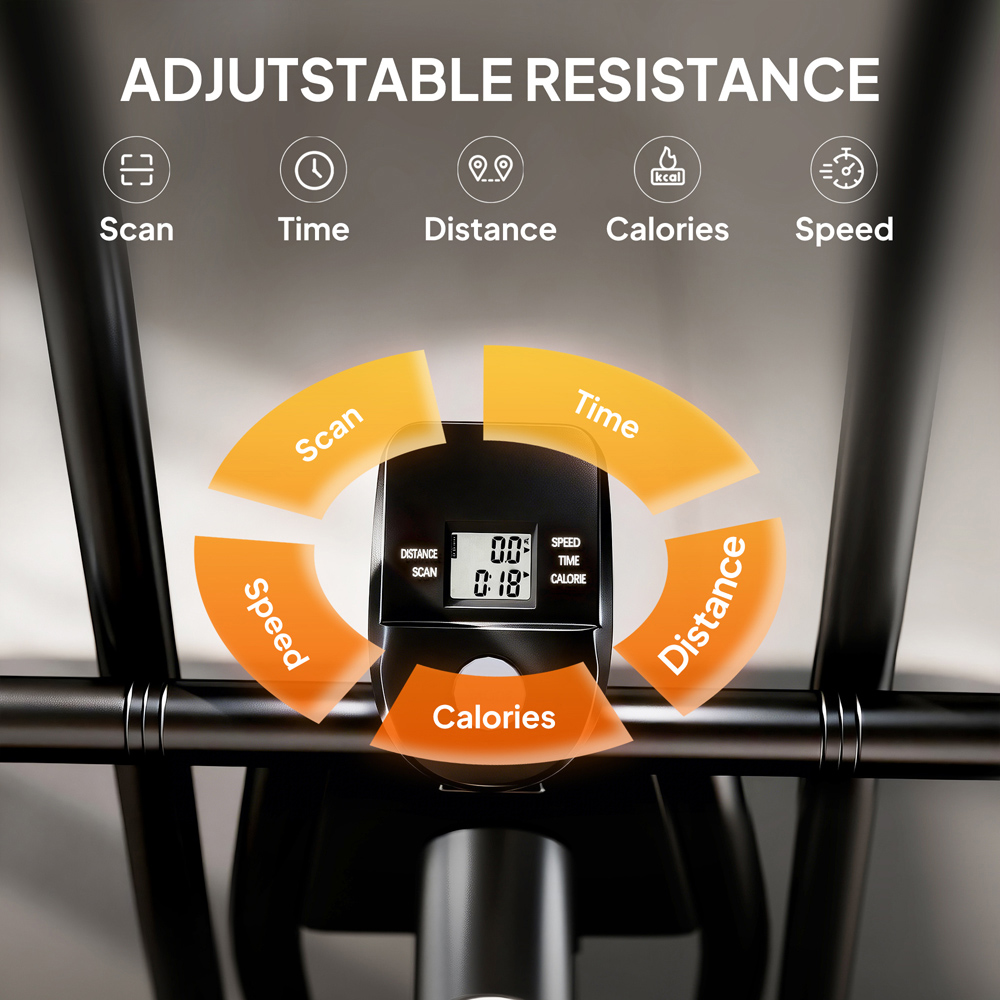 SPORTNOW Adjustable Indoor Exercise Bike with LCD Display and Smooth Belt Drive Image 3