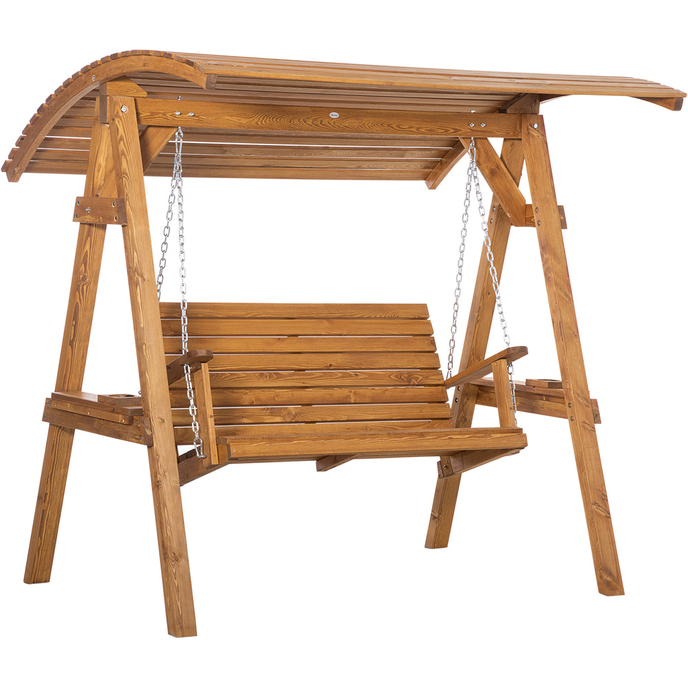 Outsunny 2 Seater Wooden Swing Chair with Canopy Image 2