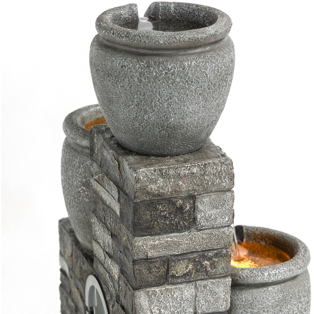 Teamson Home Grey 4-Tier Cascading Urn Stacked Stone Outdoor Fountain 30.7 inch Image 5