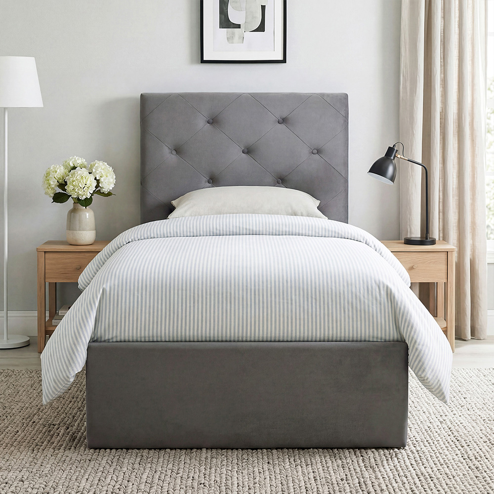 Portland Single Dark Grey Gas Lift Up Bed Frame Image 2