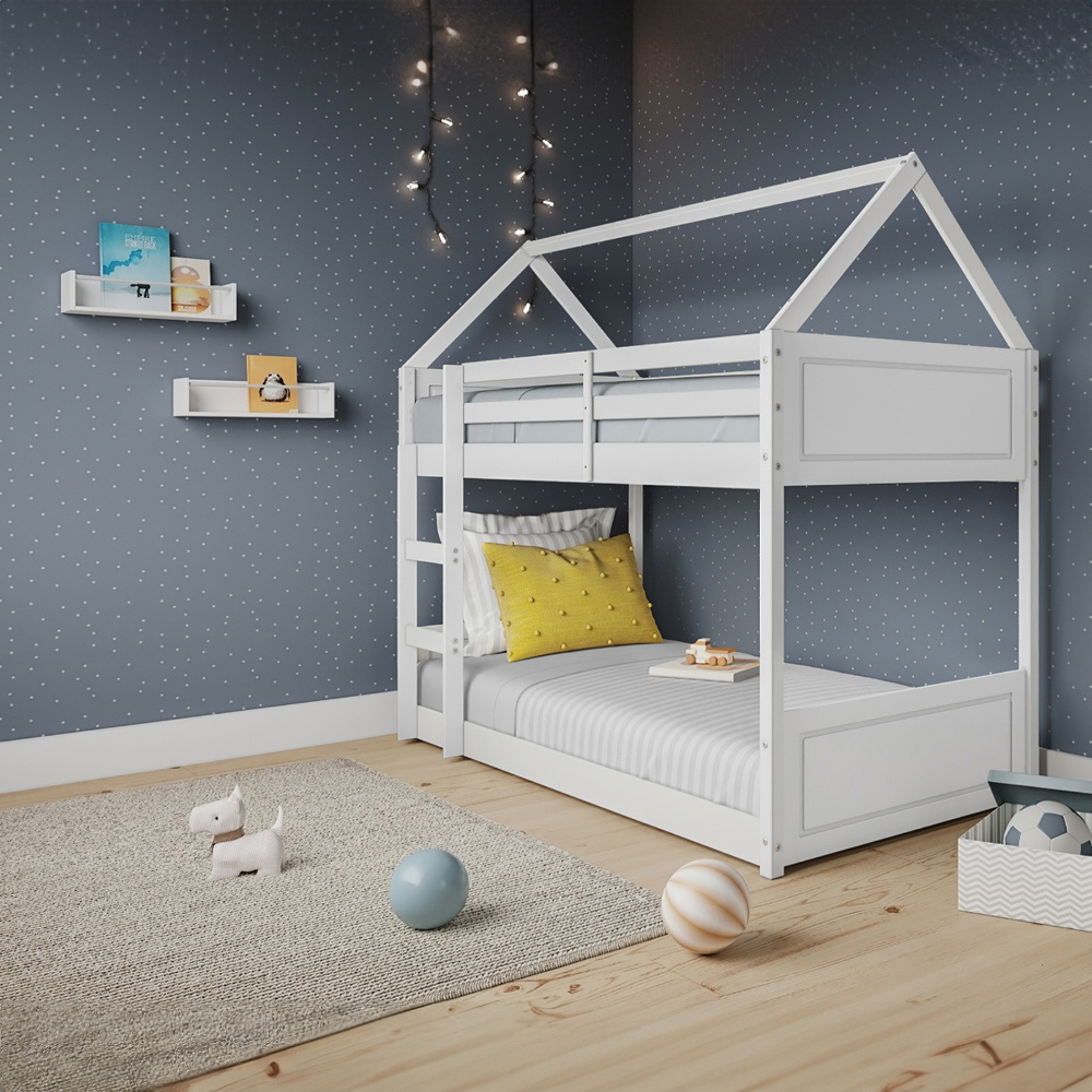 Home Detail Miller White Wooden House Bunk Bed Image 7