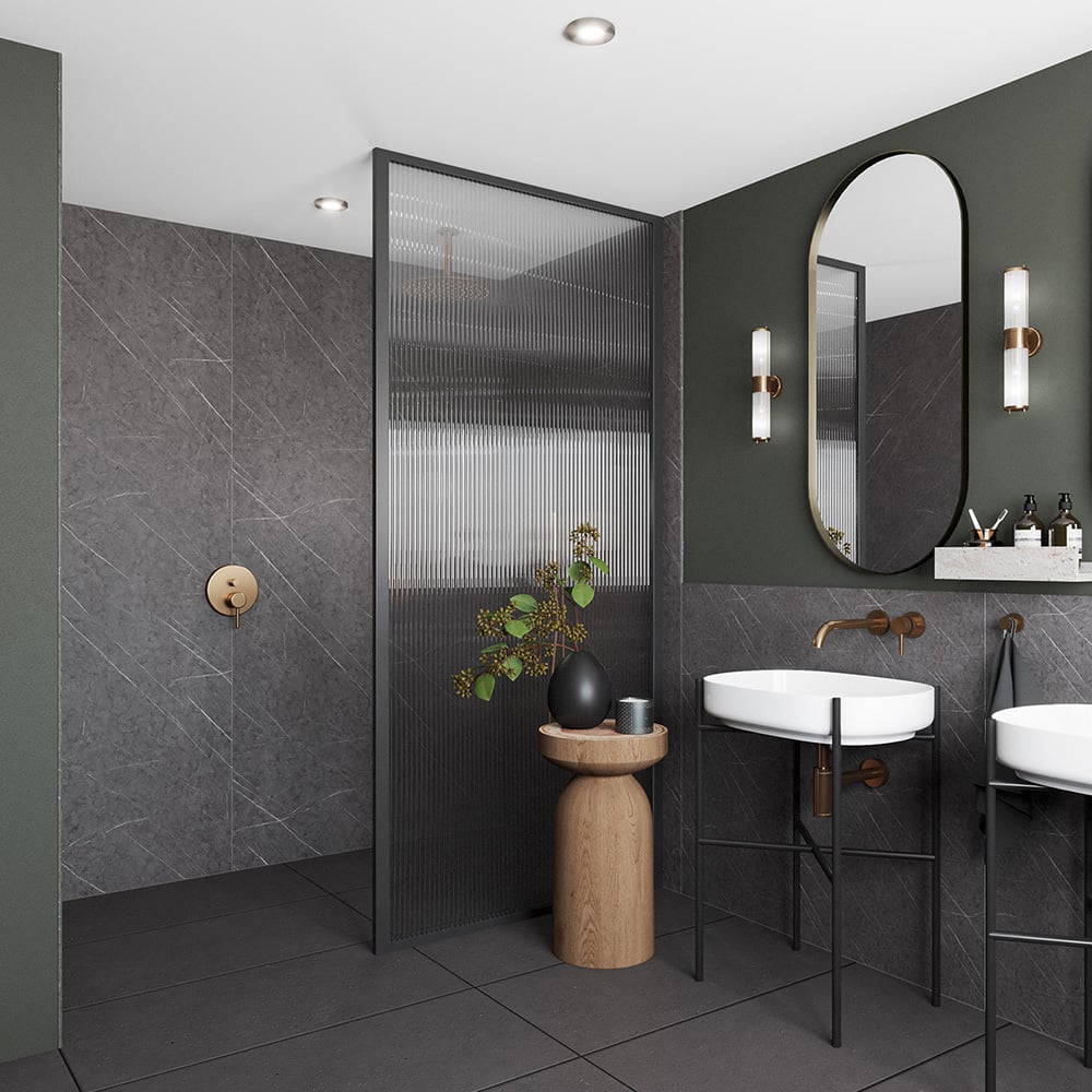 Wetwall Elite Post Formed Greystone Marble Shower Panels 2420 x 1200mm Image 1