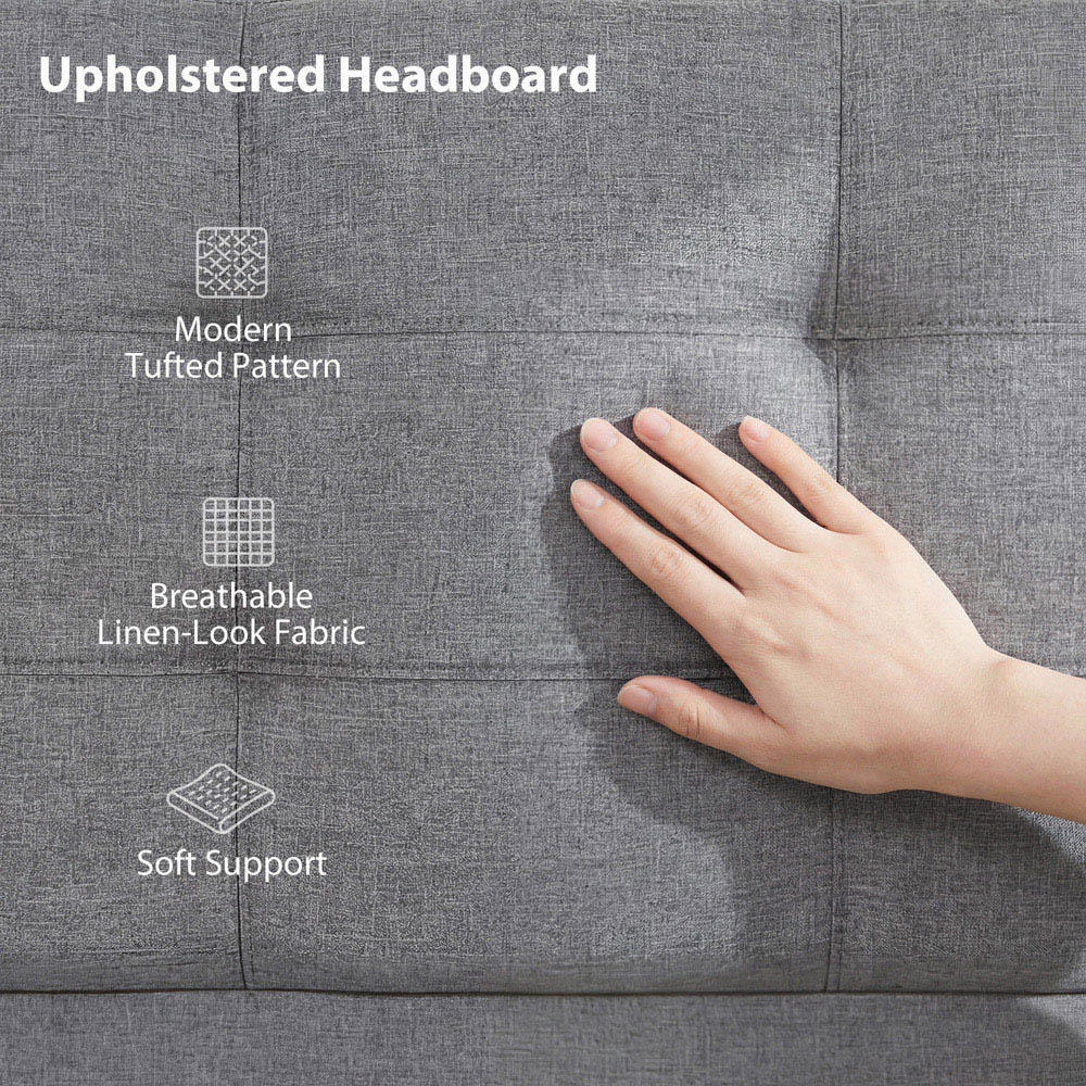 Portland Single Grey Upholstered Ottoman Bed Image 5