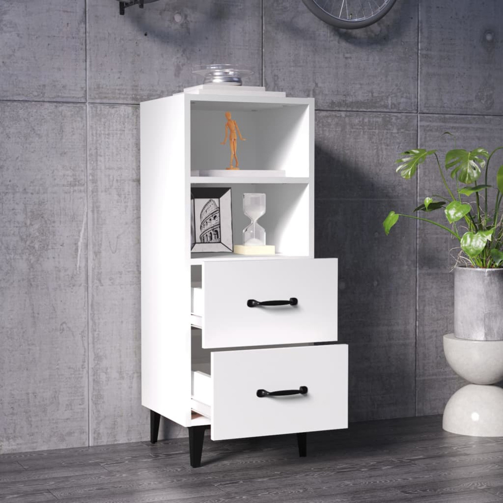 vidaXL 2 Drawer 2 Shelf White Sideboard Image 7