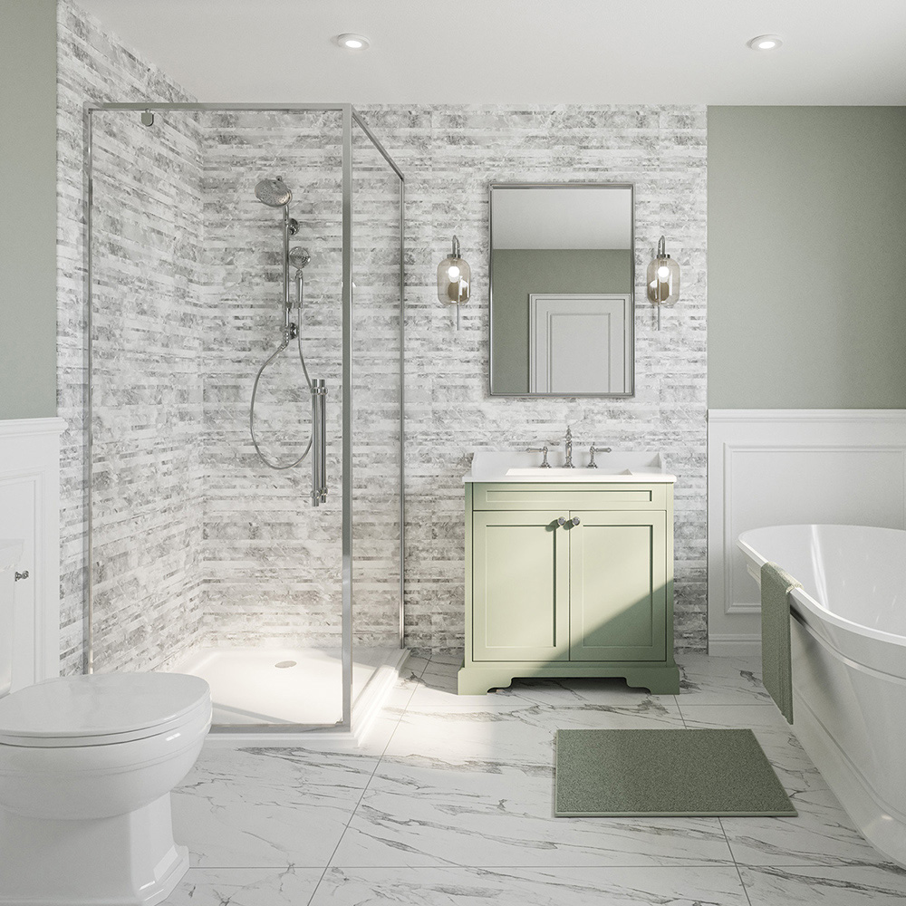 Wetwall Elite Double Post Formed Nuvola Marble Shower Panel 2420 x 580mm Image 1
