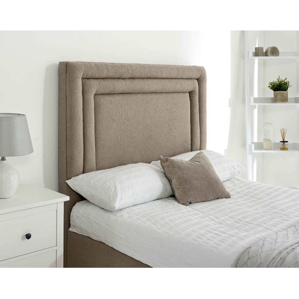 Eleganza Santiago Super King Size Mink Arlington Fabric Bed Frame with Boxed Headboard Image 2
